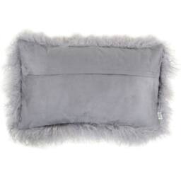 SNUGRUGS Mongolian Long Curly Wool Sheepskin Cushion with Inner - 30cm x 50cm in Grey - Size: 30 cm x 50 cm - thumbnail 2
