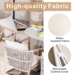 Direct Wicker Garden Iron Woven Oval Dining Table Set with Six Chairs for Patio in Beige - Size: 6 Person - thumbnail 4