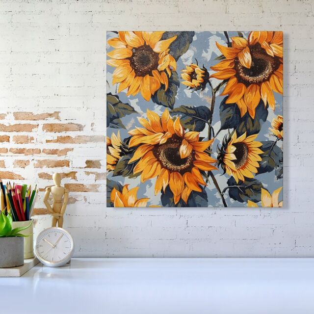 Warren Reed - Designer Sunflowers On A Sunny Day Canvas - Size: w10 inch x h10 inch - image 1