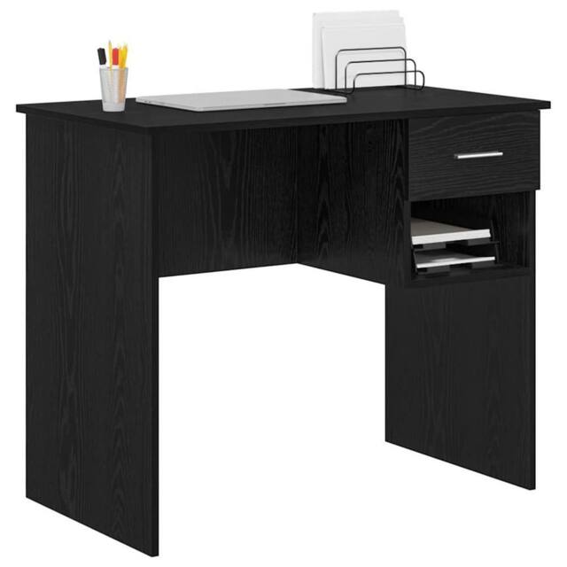 Berkfield Home Gorgeous Desk with Storage Black Oak 90x49.5x75 cm Engineered wood - image 1