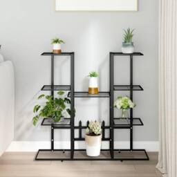 Berkfield Home Durable Flower Stand 94.5x25x89 cm Black Iron - thumbnail 2