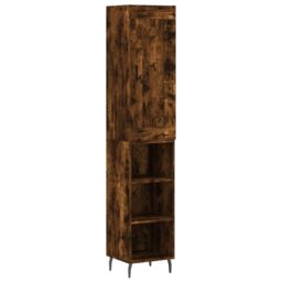 Berkfield Home Highboard Smoked Oak 34.5x34x180 cm Engineered Wood in Brown - thumbnail 2