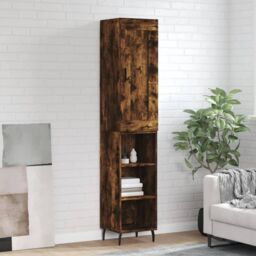 Berkfield Home Highboard Smoked Oak 34.5x34x180 cm Engineered Wood in Brown - thumbnail 1