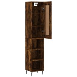 Berkfield Home Highboard Smoked Oak 34.5x34x180 cm Engineered Wood in Brown - thumbnail 4