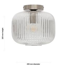 First Choice Lighting Set of 2 Batley Large - Clear Ribbed Glass Satin Nickel Ceiling Lights - thumbnail 6