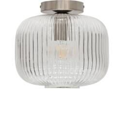 First Choice Lighting Set of 2 Batley Large - Clear Ribbed Glass Satin Nickel Ceiling Lights - thumbnail 2