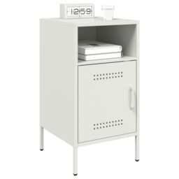 Berkfield Home Bedside Cabinet White 36x39x68 cm Steel - Size: 36 x 39 x 68 cm - thumbnail 5