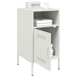 Berkfield Home Bedside Cabinet White 36x39x68 cm Steel - Size: 36 x 39 x 68 cm - thumbnail 4