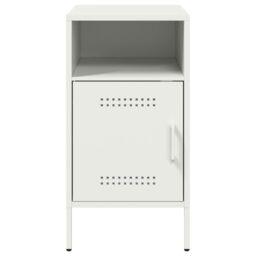 Berkfield Home Bedside Cabinet White 36x39x68 cm Steel - Size: 36 x 39 x 68 cm - thumbnail 6