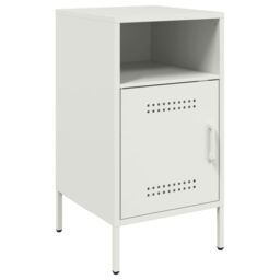 Berkfield Home Bedside Cabinet White 36x39x68 cm Steel - Size: 36 x 39 x 68 cm - thumbnail 2