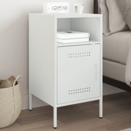 Berkfield Home Bedside Cabinet White 36x39x68 cm Steel - Size: 36 x 39 x 68 cm - thumbnail 1