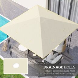 OUTSUNNY 3 x 3(m) Gazebo Canopy Replacement Cover, UPF30+, Cream White - thumbnail 4