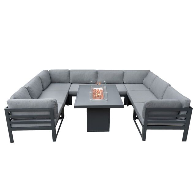 Monstershop Modular Garden Furniture Set With Fire Pit - Anthracite Grey - image 1