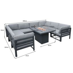 Monstershop Modular Garden Furniture Set With Fire Pit - Anthracite Grey - thumbnail 6