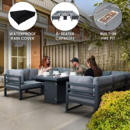 Monstershop Modular Garden Furniture Set With Fire Pit - Anthracite Grey - thumbnail 2