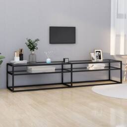 Berkfield Home TV Cabinet Transparent 200x40x40.5 cm Tempered Glass in Clear - thumbnail 2