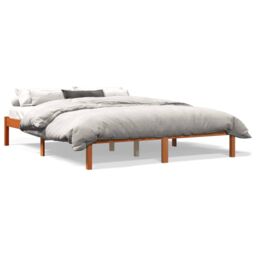 Berkfield Home Bed Frame without Mattress Wax Brown 150x200 cm King Size Solid Wood Pine - thumbnail 2