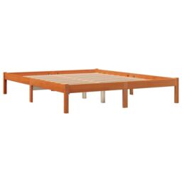 Berkfield Home Bed Frame without Mattress Wax Brown 150x200 cm King Size Solid Wood Pine - thumbnail 3