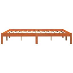 Berkfield Home Bed Frame without Mattress Wax Brown 150x200 cm King Size Solid Wood Pine - thumbnail 5