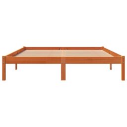 Berkfield Home Bed Frame without Mattress Wax Brown 150x200 cm King Size Solid Wood Pine - thumbnail 4