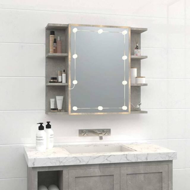 Berkfield Home Mirror Cabinet with LED Concrete Grey 70x16.5x60 cm - image 1