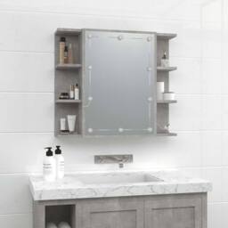 Berkfield Home Mirror Cabinet with LED Concrete Grey 70x16.5x60 cm - thumbnail 4