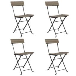 Berkfield Home Beautiful Folding Bistro Chairs 4 pcs Grey Poly Rattan & Steel - thumbnail 3