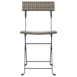 Berkfield Home Beautiful Folding Bistro Chairs 4 pcs Grey Poly Rattan & Steel - thumbnail 4