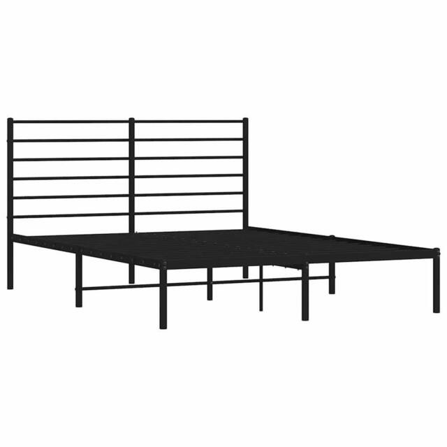 Berkfield Home Metal Bed Frame with Headboard Black 120x190 cm Small Double - image 1