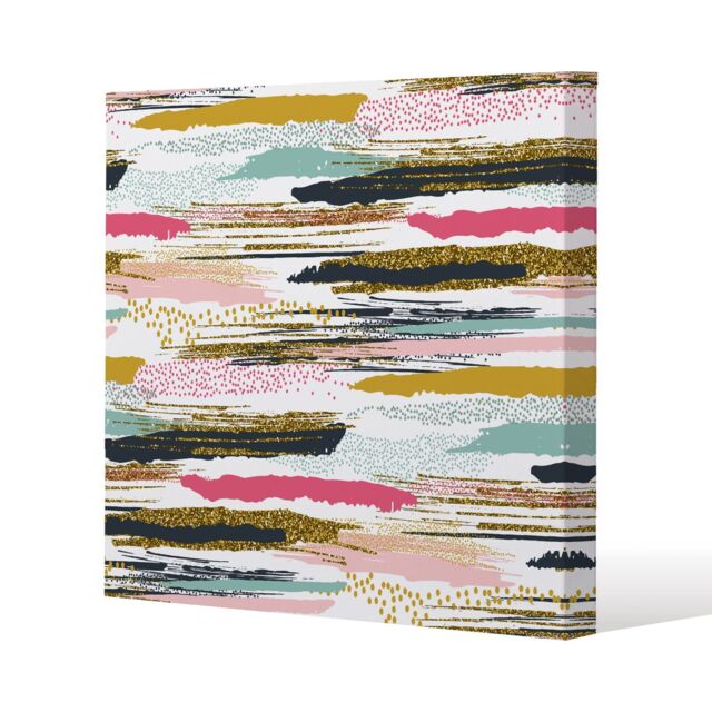 Benjamin Tate Design Coloured Stripes & Spots (Canvas Print) / 61 x 61 x 4cm in Natural - Size: 61 x 61 x 4 cm - image 1
