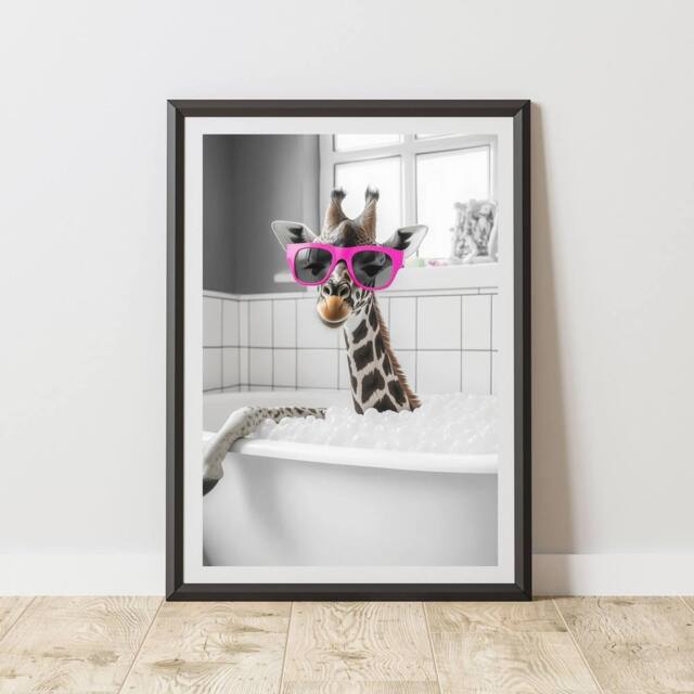 60 SECOND MAKEOVER Giraffe Pink Glasses Quirky Animal Print - Size: A4 - image 1