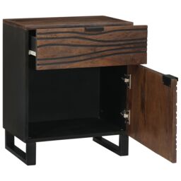 Berkfield Home Bedside Cabinet 50x33x60 cm Solid Wood Walnut in Brown - Size: 50 x 33 x 60 cm - thumbnail 2