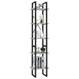 Berkfield Home 5-Tier Book Cabinet Concrete Grey 40x30x175 cm Engineered Wood - Size: 40 x 30 x 175 cm - thumbnail 3