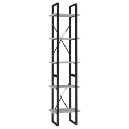 Berkfield Home 5-Tier Book Cabinet Concrete Grey 40x30x175 cm Engineered Wood - Size: 40 x 30 x 175 cm - thumbnail 2