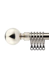 New Edge Blinds 16-19mm Sphere Extendable Durable Metal Curtain Pole Set in Silver - Size: 120 cm - 210 cm