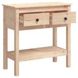 Berkfield Home Beautiful Console Table 75x35x75 cm Solid Wood Pine in Light Tan - Size: 75 x 35 x 75 cm - thumbnail 7