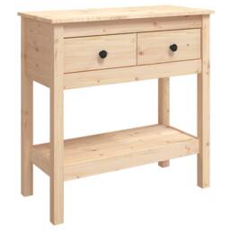 Berkfield Home Beautiful Console Table 75x35x75 cm Solid Wood Pine in Light Tan - Size: 75 x 35 x 75 cm - thumbnail 3
