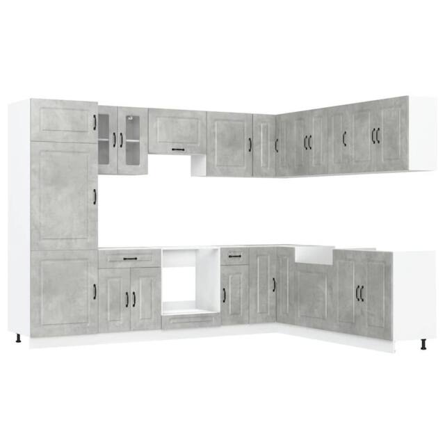 Berkfield Home 14 Piece Kitchen Cabinet Set Kalmar Concrete Grey Engineered Wood - image 1