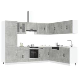 Berkfield Home 14 Piece Kitchen Cabinet Set Kalmar Concrete Grey Engineered Wood - thumbnail 2
