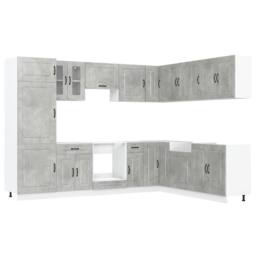 Berkfield Home 14 Piece Kitchen Cabinet Set Kalmar Concrete Grey Engineered Wood - thumbnail 1