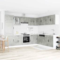 Berkfield Home 14 Piece Kitchen Cabinet Set Kalmar Concrete Grey Engineered Wood - thumbnail 3