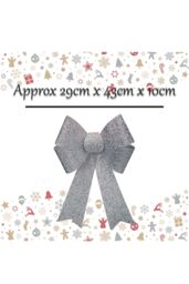 VFM e-Store Tinsel Bow Light Up Christmas Decoration X 1 29cm x 43cm x 10cm Silver - Size: 29 cm x 43 cm x 10 cm - thumbnail 2