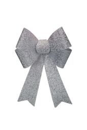 VFM e-Store Tinsel Bow Light Up Christmas Decoration X 1 29cm x 43cm x 10cm Silver - Size: 29 cm x 43 cm x 10 cm - thumbnail 1