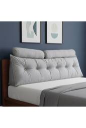 Living and Home Wedge Headboard Pillow with Removable Cover and 2 Bolster Pillows in Grey - thumbnail 4