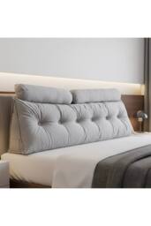 Living and Home Wedge Headboard Pillow with Removable Cover and 2 Bolster Pillows in Grey - thumbnail 3