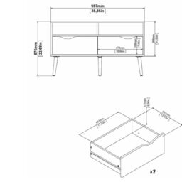 FWStyle Oslo 2 Drawer White Oak Modern TV Cabinet Stand - thumbnail 5