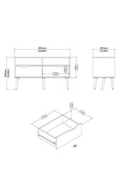 FWStyle Oslo 2 Drawer White Oak Modern TV Cabinet Stand - thumbnail 6