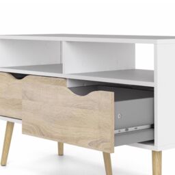 FWStyle Oslo 2 Drawer White Oak Modern TV Cabinet Stand - thumbnail 3