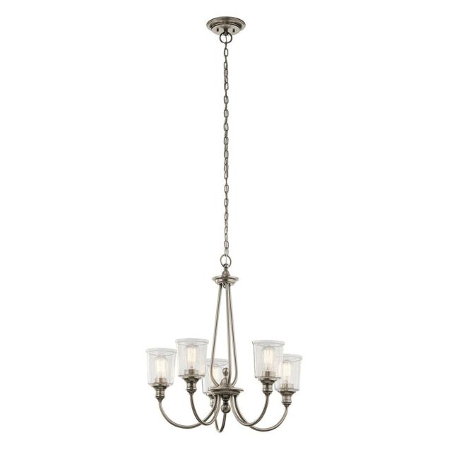 Loops 5 Bulb Chandelier Hanging Pendant LIght Classic Pewter LED E27 60W Bulb