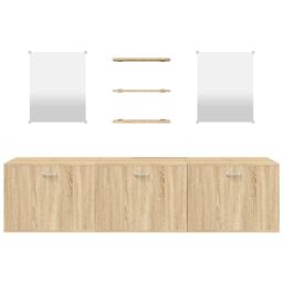 Berkfield Home 6 Piece Bathroom Furniture Set Oak Engineered Wood in Brown - thumbnail 4